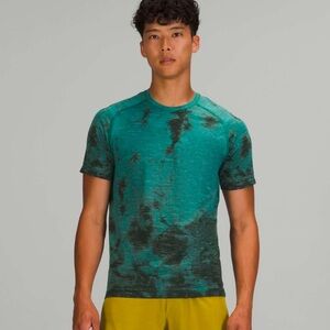 Lululemon Men’s Large Metal Vent Tech Shirt 2.0 Marble Dye Teal Green